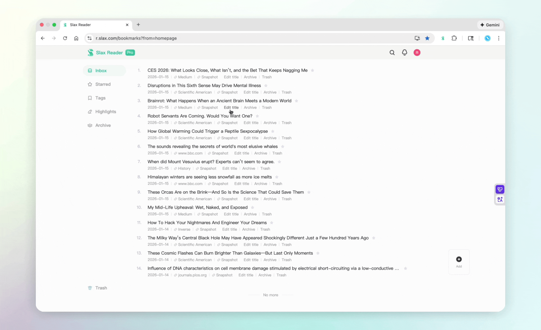 Unlimited permanent snapshots for Free: why Slax Reader is a better free Instapaper alternative